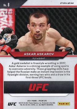 2021 Panini Prizm UFC - Neon Green Prizms #8 Askar Askarov Back