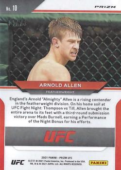 2021 Panini Prizm UFC - Neon Green Prizms #10 Arnold Allen Back