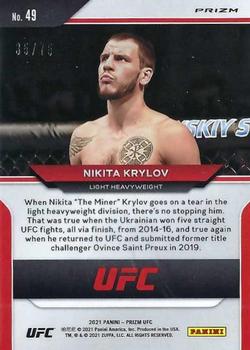 2021 Panini Prizm UFC - Neon Green Prizms #49 Nikita Krylov Back