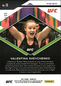 2021 Panini Prizm UFC - Fearless Green Pulsar Prizms #13 Valentina Shevchenko Back