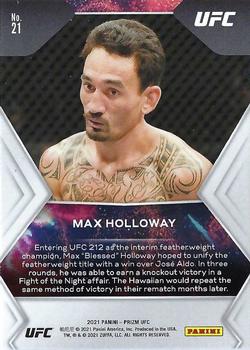 2021 Panini Prizm UFC - Fireworks #21 Max Holloway Back