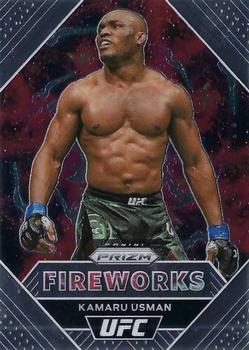 2021 Panini Prizm UFC - Fireworks #24 Kamaru Usman Front