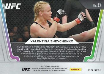 2021 Panini Prizm UFC - Knockout Artists Green Prizms #23 Valentina Shevchenko Back