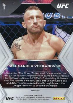2021 Panini Prizm UFC - Fireworks Green Prizms #11 Alexander Volkanovski Back