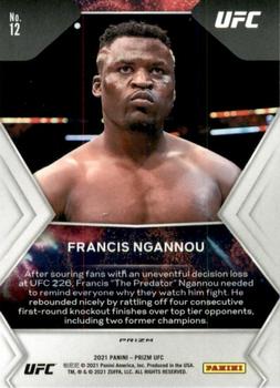 2021 Panini Prizm UFC - Fireworks Green Prizms #12 Francis Ngannou Back