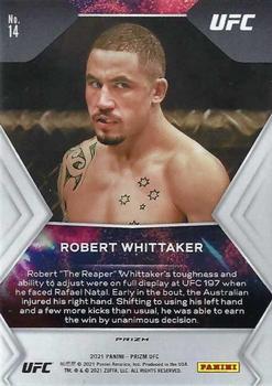 2021 Panini Prizm UFC - Fireworks Green Prizms #14 Robert Whittaker Back