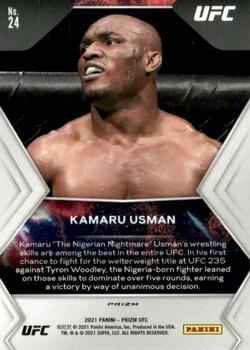 2021 Panini Prizm UFC - Fireworks Green Prizms #24 Kamaru Usman Back