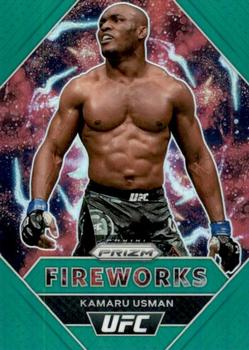 2021 Panini Prizm UFC - Fireworks Green Prizms #24 Kamaru Usman Front
