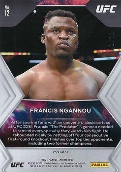 2021 Panini Prizm UFC - Fireworks Gold Prizms #12 Francis Ngannou Back