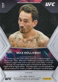 2021 Panini Prizm UFC - Fireworks Gold Prizms #21 Max Holloway Back