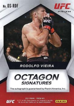 2021 Panini Prizm UFC - Octagon Signatures Silver Prizms #OS-RDF Rodolfo Vieira Back
