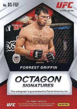2021 Panini Prizm UFC - Octagon Signatures Silver Prizms #OS-FGF Forrest Griffin Back