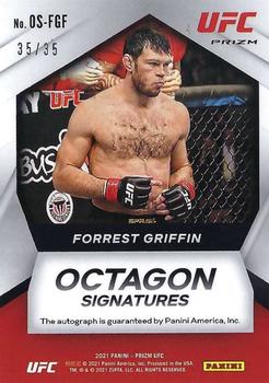 2021 Panini Prizm UFC - Octagon Signatures Blue Prizms #OS-FGF Forrest Griffin Back