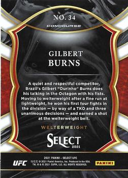 2021 Panini Select UFC #34 Gilbert Burns Back