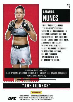2021 Panini Chronicles UFC #7 Amanda Nunes Back
