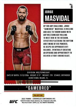 2021 Panini Chronicles UFC #8 Jorge Masvidal Back