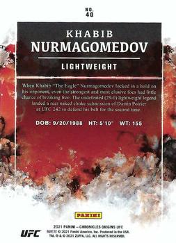 2021 Panini Chronicles UFC #40 Khabib Nurmagomedov Back