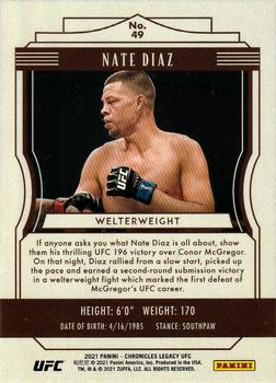 2021 Panini Chronicles UFC #49 Nate Diaz Back