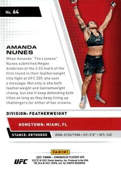 2021 Panini Chronicles UFC #64 Amanda Nunes Back