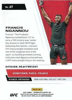 2021 Panini Chronicles UFC #67 Francis Ngannou Back