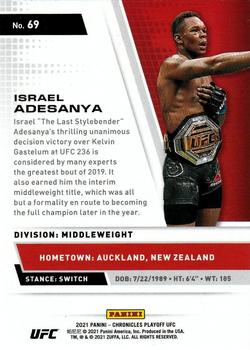 2021 Panini Chronicles UFC #69 Israel Adesanya Back