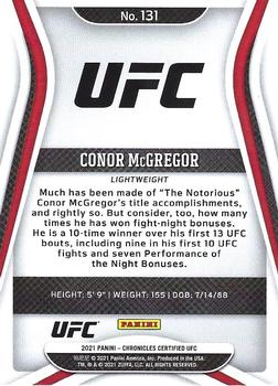 2021 Panini Chronicles UFC #131 Conor McGregor Back