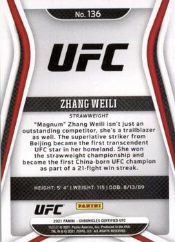 2021 Panini Chronicles UFC #136 Zhang Weili Back