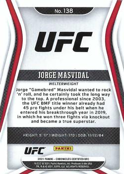 2021 Panini Chronicles UFC #138 Jorge Masvidal Back
