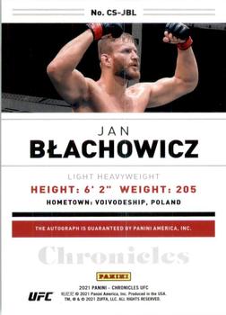 2021 Panini Chronicles UFC - Chronicles Signatures #CS-JBL Jan Blachowicz Back