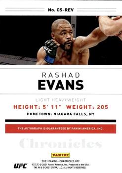 2021 Panini Chronicles UFC - Chronicles Signatures #CS-REV Rashad Evans Back