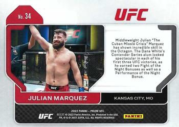 2022 Panini Prizm UFC #34 Julian Marquez Back