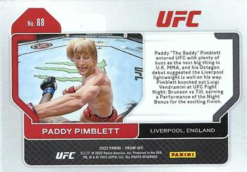 2022 Panini Prizm UFC #88 Paddy Pimblett Back