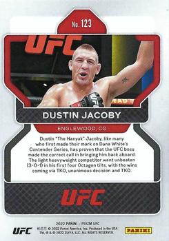2022 Panini Prizm UFC #123 Dustin Jacoby Back