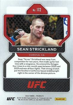2022 Panini Prizm UFC #172 Sean Strickland Back
