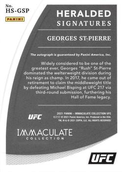 2021 Panini Immaculate Collection UFC - Heralded Signatures #HS-GSP Georges St-Pierre Back