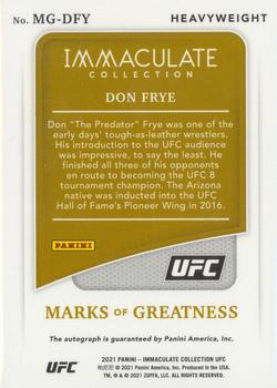 2021 Panini Immaculate Collection UFC - Marks of Greatness #MG-DFY Don Frye Back
