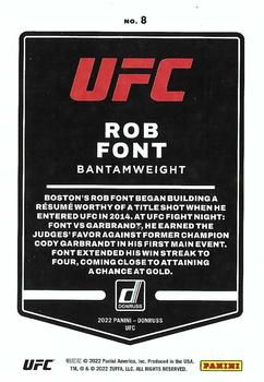 2022 Donruss UFC #8 Rob Font Back