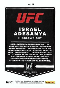 2022 Donruss UFC #11 Israel Adesanya Back