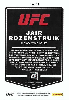 2022 Donruss UFC #31 Jair Rozenstruik Back