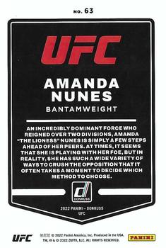 2022 Donruss UFC #63 Amanda Nunes Back