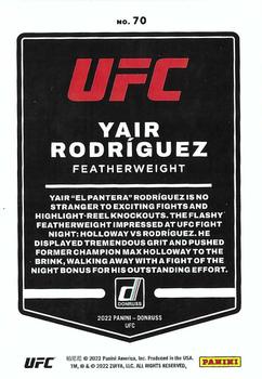 2022 Donruss UFC #70 Yair Rodriguez Back