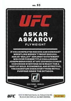2022 Donruss UFC #93 Askar Askarov Back