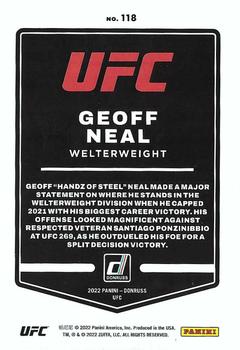 2022 Donruss UFC #118 Geoff Neal Back