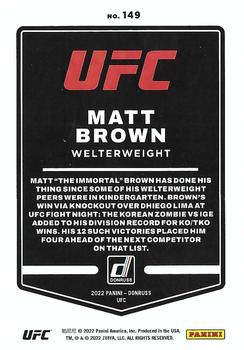 2022 Donruss UFC #149 Matt Brown Back