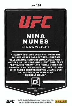 2022 Donruss UFC #191 Nina Nunes Back