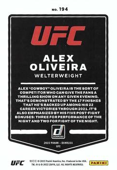 2022 Donruss UFC #194 Alex Oliveira Back