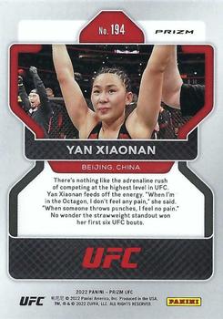 2022 Panini Prizm UFC - Hyper #194 Yan Xiaonan Back