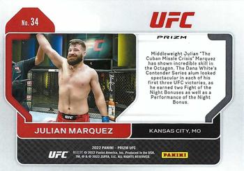 2022 Panini Prizm UFC - Silver #34 Julian Marquez Back