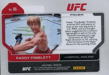 2022 Panini Prizm UFC - Silver #88 Paddy Pimblett Back