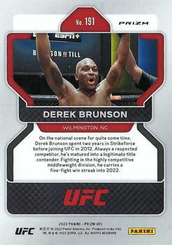 2022 Panini Prizm UFC - Silver #191 Derek Brunson Back